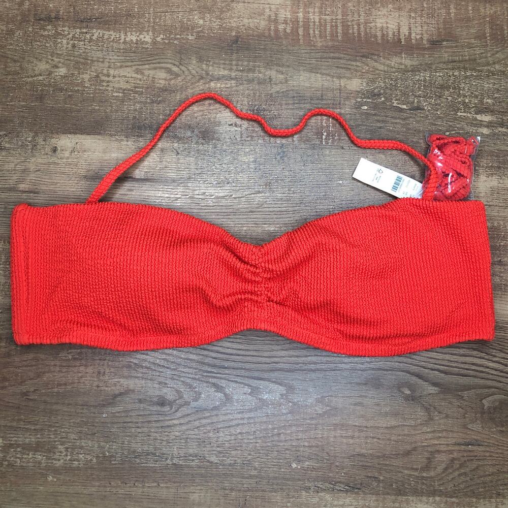 J. Crew Scrunchie Sweetheart Bikini Swim Top Size 2X Red BH479 Convertible NWT